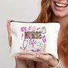 Medical Supply Nurse Printed Canvas Cosmetic Bag Organizer Sundry Zipper Storage Pouch  Makeup Bags Office Supplies Pencil Case 1