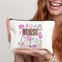 Medical Supply Nurse Printed Canvas Cosmetic Bag Organizer Sundry Zipper Storage Pouch  Makeup Bags Office Supplies Pencil Case 1