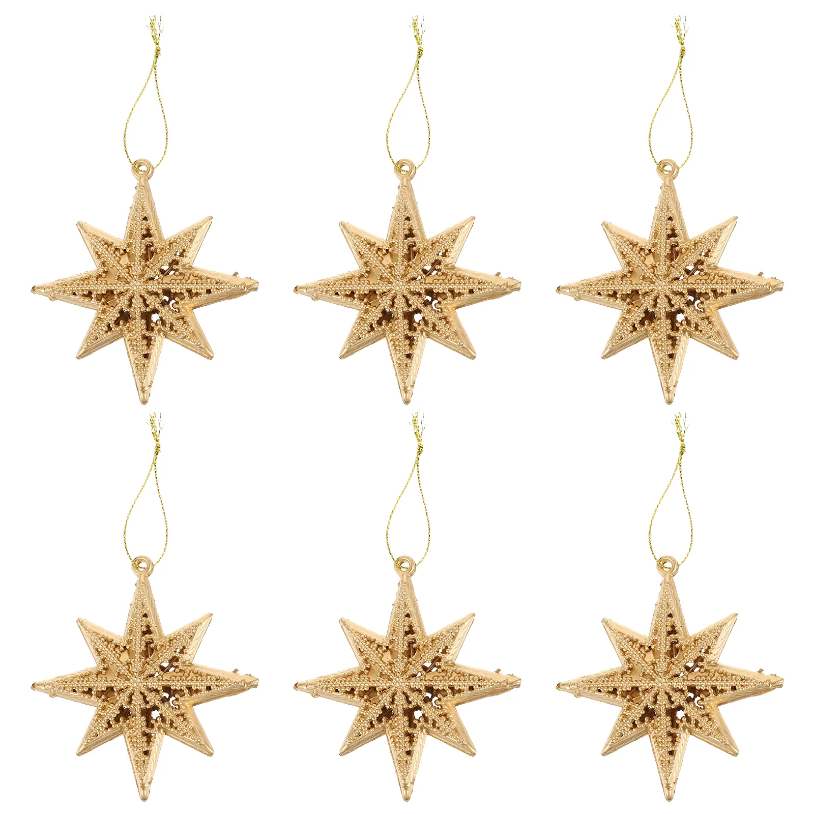 

6 Pcs Christmas Plastic Star Decors Delicate Christmas Tree Decoration Pendants (Golden)