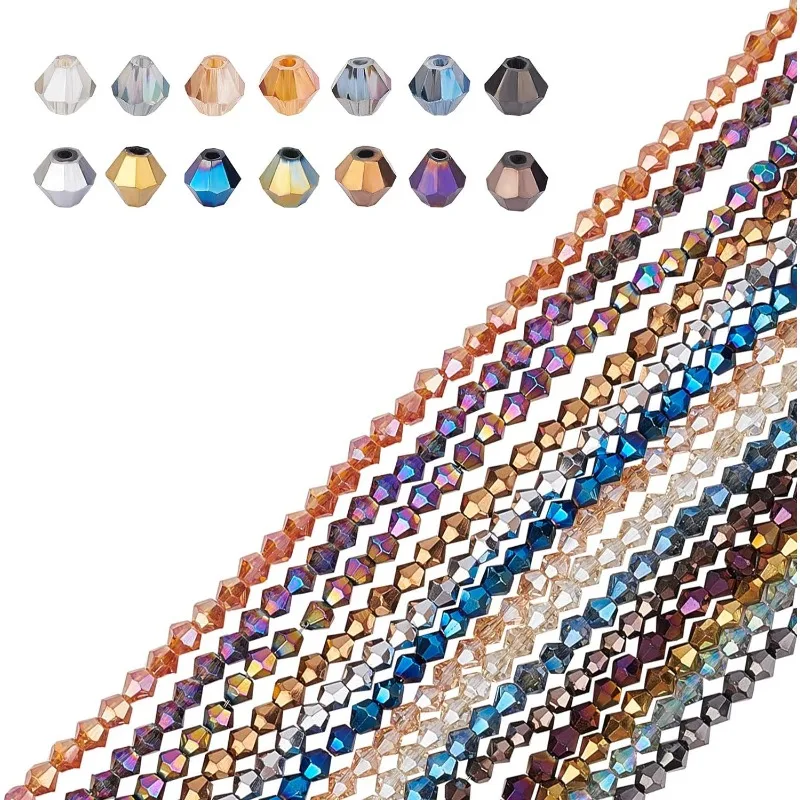 

Electroplate Glass Beads 1288Pcs 4mm Rainbow Plated Faceted Glass Crystal Beads with 1mm Hole for Jewelry Making