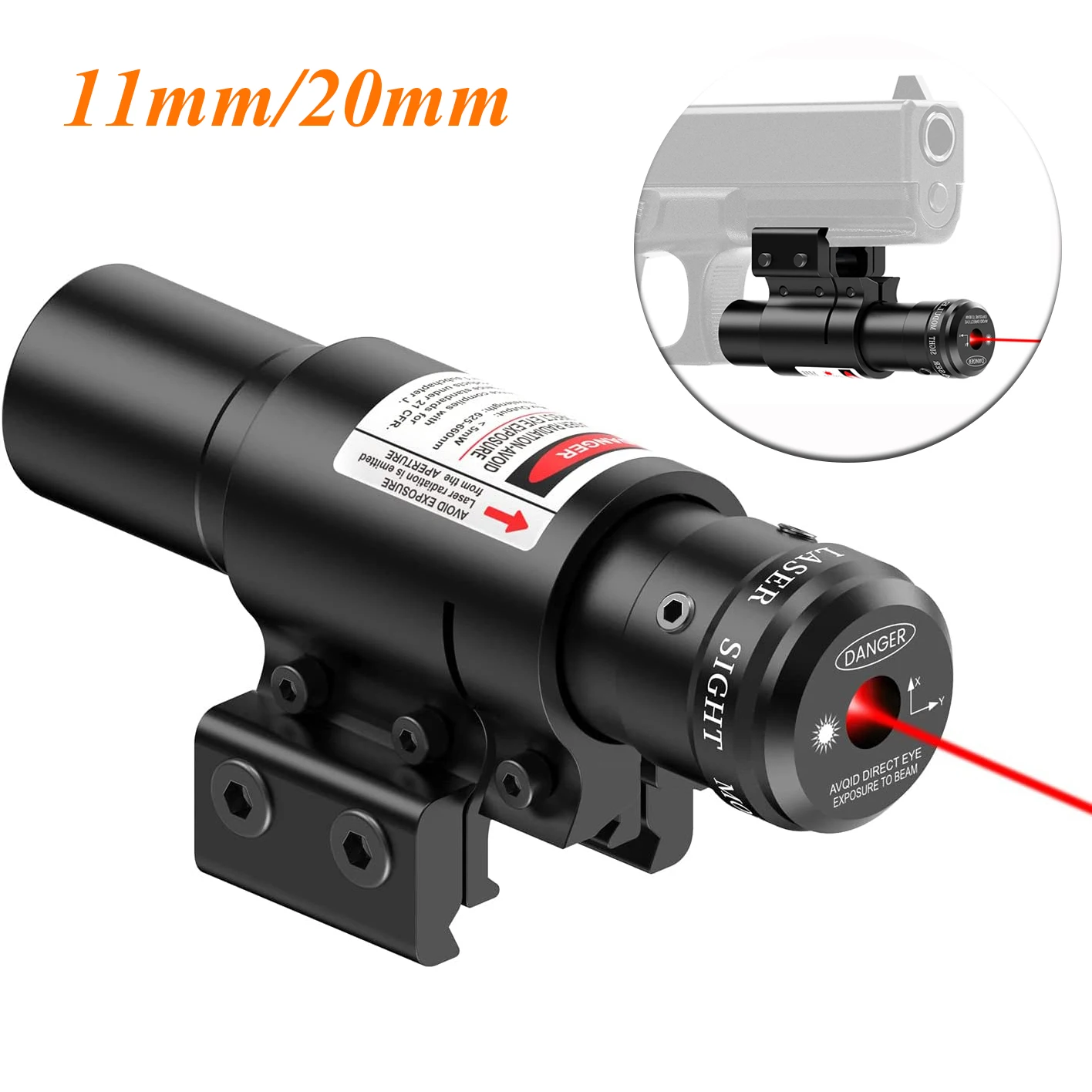 Tactical Red Dot Laser Sight Scope 11mm 20mm Adjustable Picatinny Rail Mount Rifle Pistol Airsoft Laser with Batteries