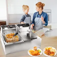 Commercial Deep Fryer with Basket, 3400W 12.7QT/12L, Detachable Large Capacity Stainless Steel Countertop Electric Oil Fryer wit 2