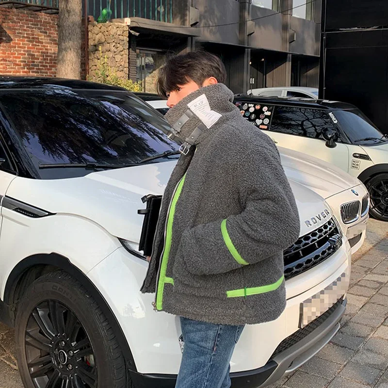 Winter Thickened Lamb Wool Coat Men's Korean Fashion Cotton Clothes Loose Stand-up Collar Warm Cotton Jacket Cold Clothing