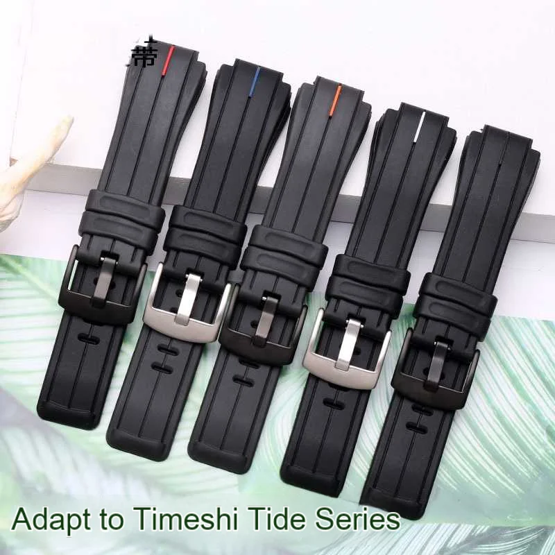 Timex Black Waterproof Silicone Sports Strap - High Quality Rubber Band, 24mm