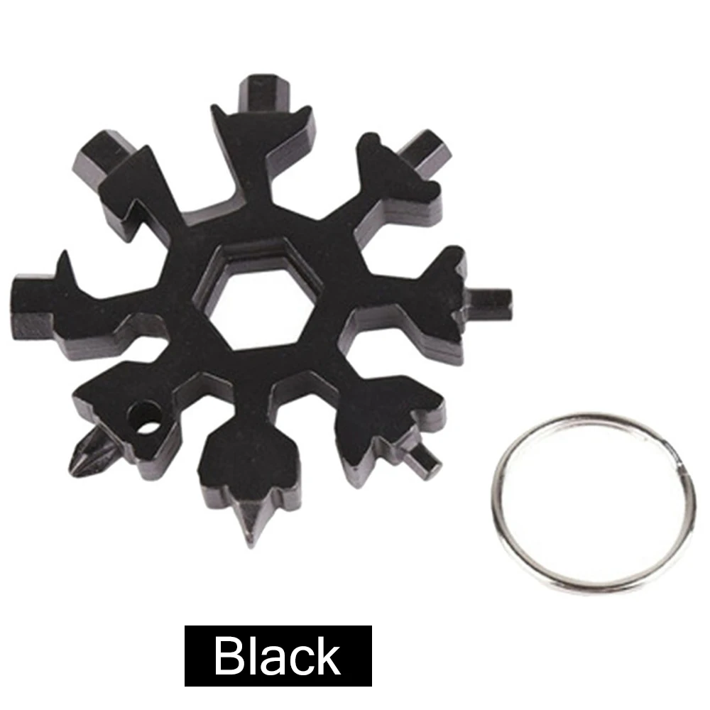 5PCS Snowflake Shape Key Chain Screwdriver Stainless Tool Multi-Tool 18 in 1 Portable