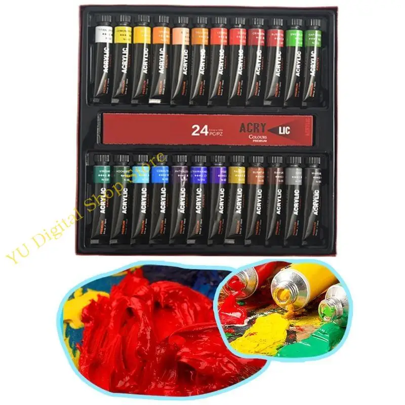96ba 24 Farben Acryl Paint Künstler Malerei Set 12 x 24 Röhren für DIY -Kunsthandwerk – Detail 8