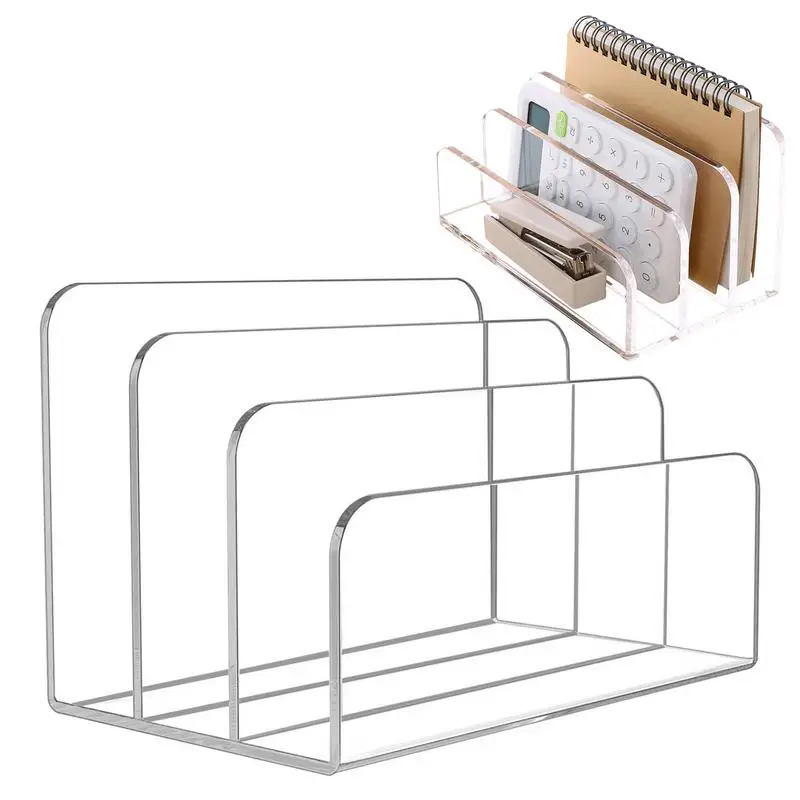 

Acrylic File Organizer Transparent Vertical Letter Holder With 3 Slots Office Desk Organizer For Books Binders Emails Clear File