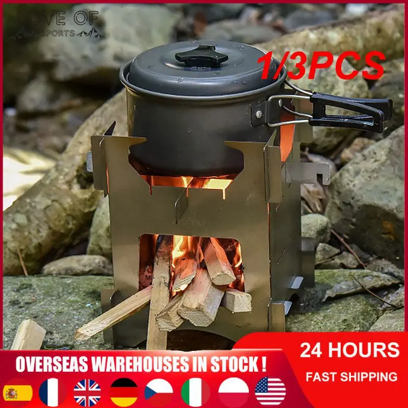 

1/3PCS Outdoor Camping Stainless Steel Folding Wood Stove Durable Portable Picnic Mini Stove for Field Hiking Exploration