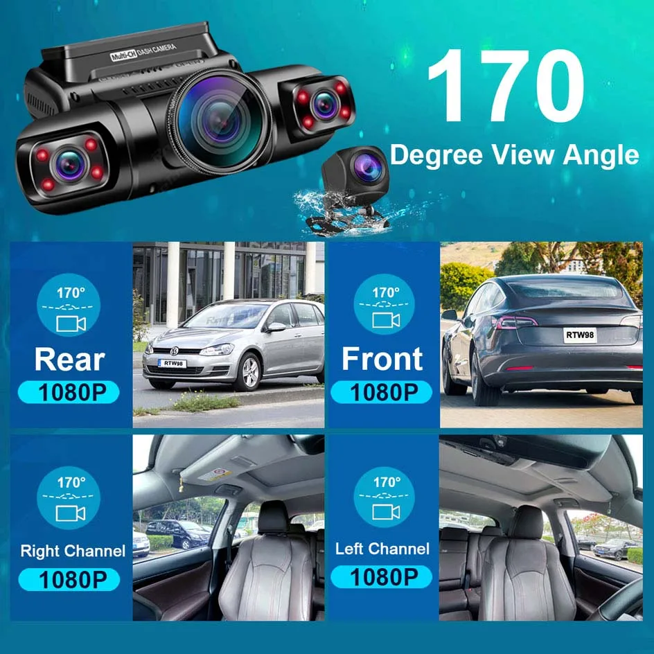 Caméra 170 Degrés Dash Cam 4K WiFi GPS Range Tour + Carte 128 G - Double  Lentille, Full HD 2X1080P, Voiture DVR, Vision Nocturne, Camion, Taxi,  Sprint