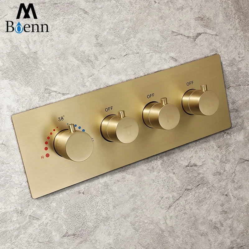 

M Boenn 3/4 Functions Thermostatic Concealed Diverter Bathroom Faucet Brass Brushed/Rose/Polished Gold For Showerhead Controller