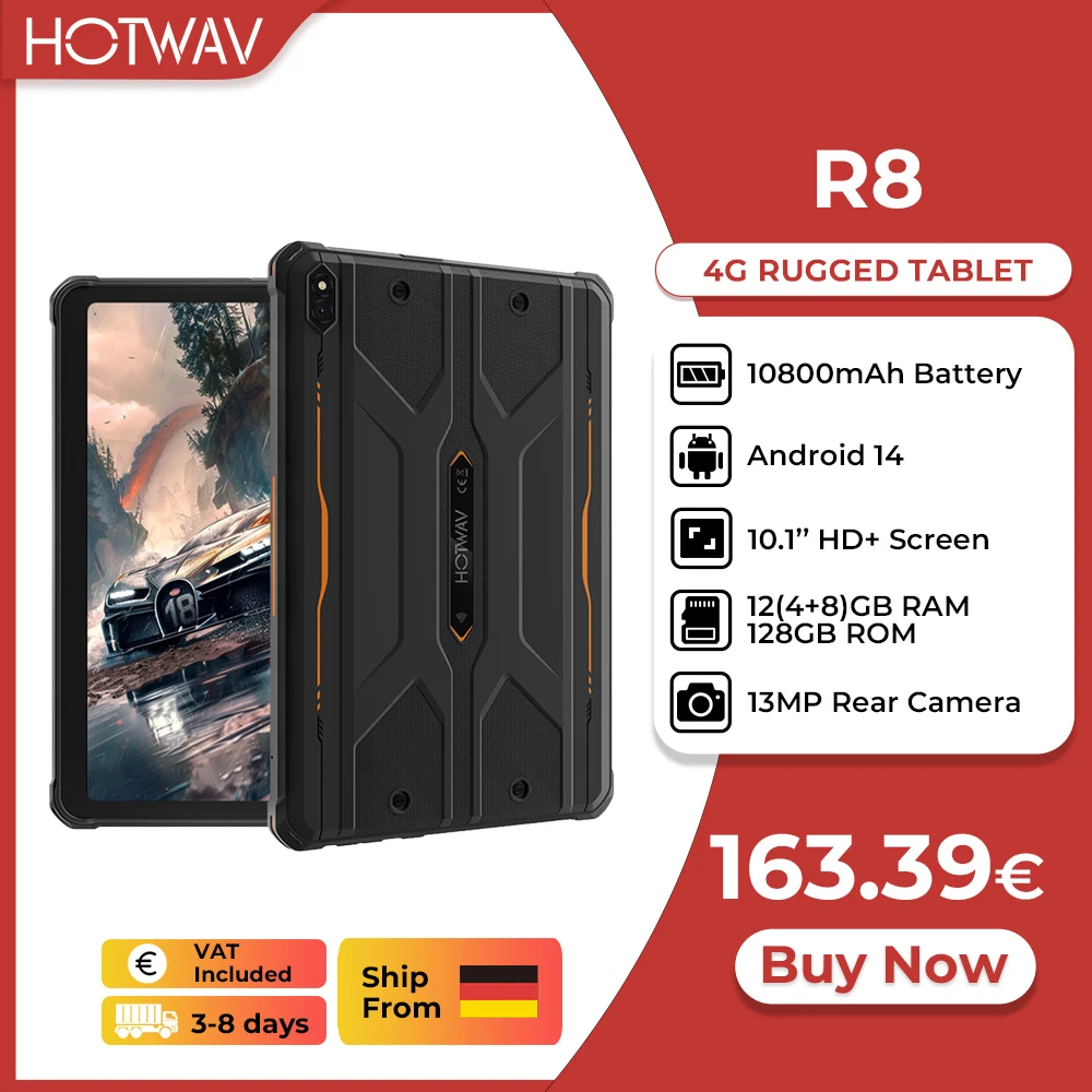 [Dostawa z Niemiec]HOTWAV R8 Wytrzymały Tablet 10800 mAh Bateria ...