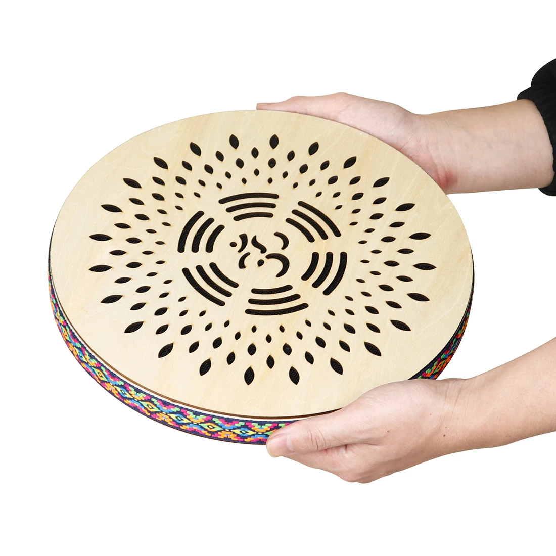 8/10/12 Inch Tambourines Wooden Handbell Hand Drums Stream Sound for Dance Concerts Game Percussion Instrument M MBAT