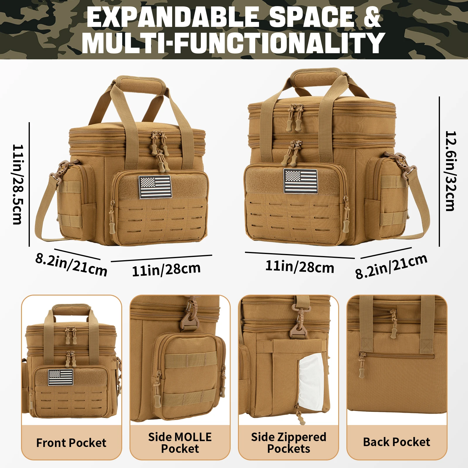 Tactical Lunch Bag for mens heavy duty lunch box Leakproof insulated Durable Thermal Cooler Bag Adult Meal Camping Picnic Pail 2