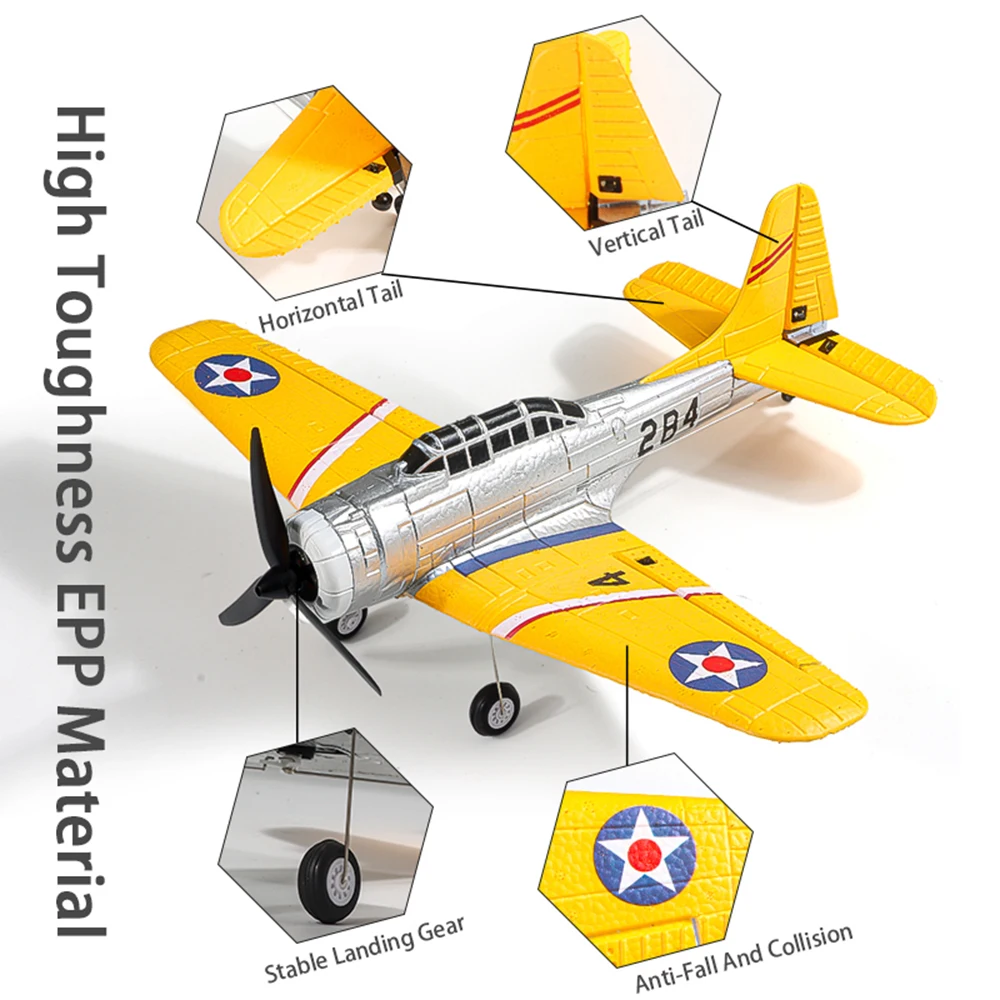 Détail du fuselage en EPP mousse de l'avion RC P51 Mustang 2.4GHz, parfait pour les enfants.