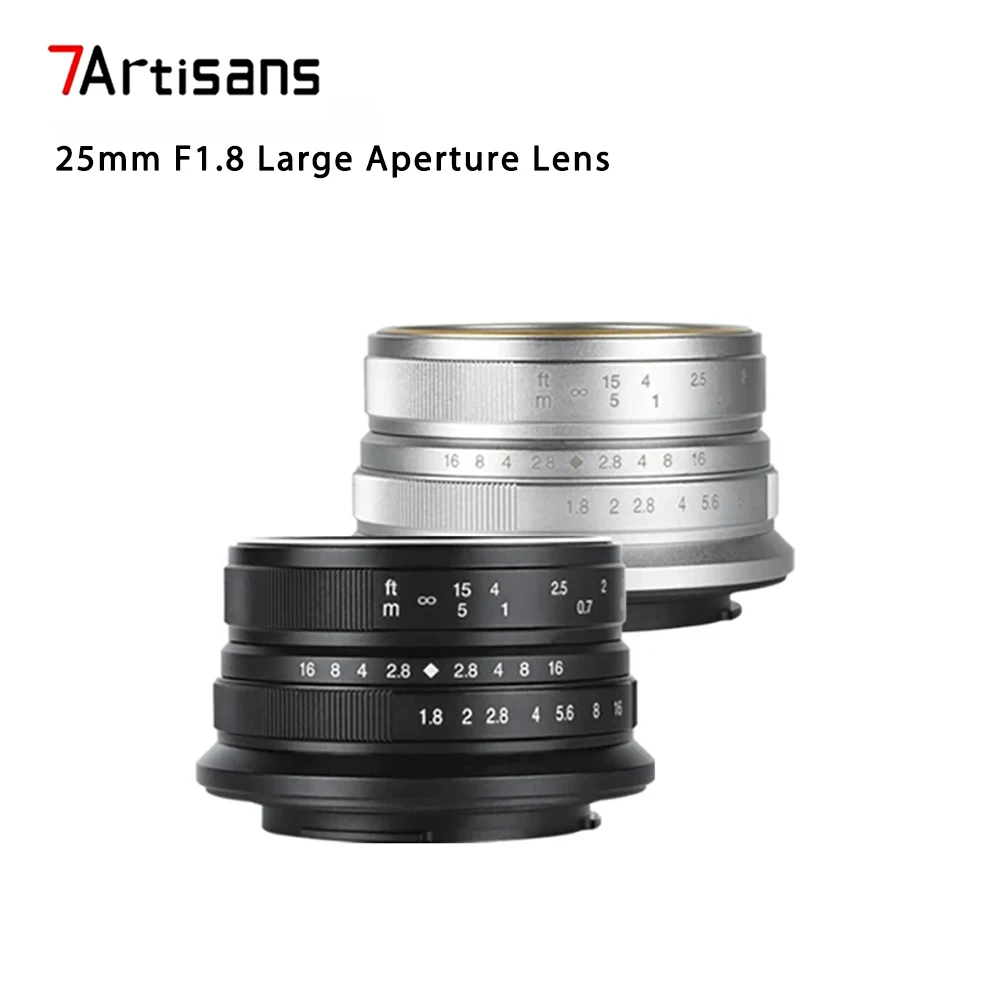 7 Artigiani 25Mm F1.8 Obiettivo Per Fotocamera Focale Fissa Manuale Obiettivo Ad Ampia Apertura Per Fotocamere Sony E Fujifilm Fx Canon M Micro 4/3 Mo