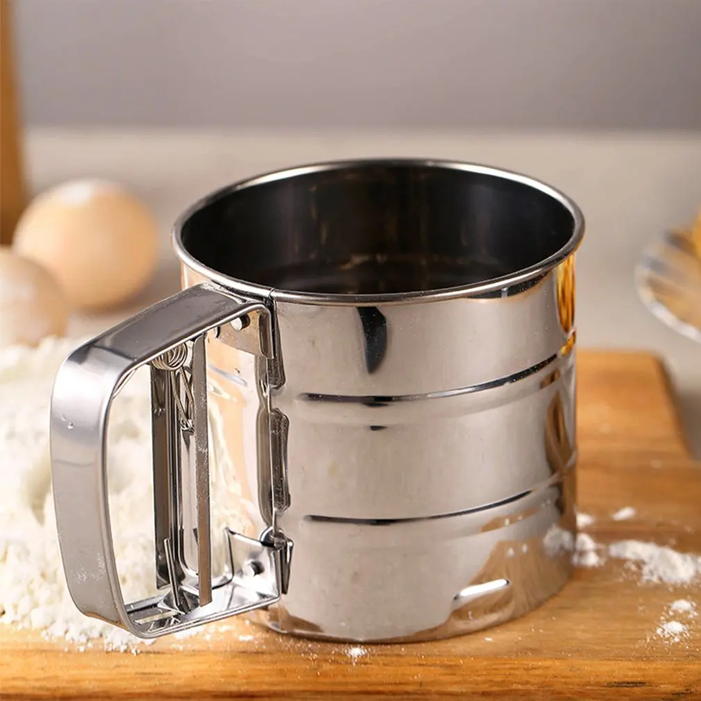 

Hot New Hand-held Household Flour Sieve Cup Hand-pressed Flour Sieve Baking Tool Kitchen Supplies Stainless Steel Fast Delivery