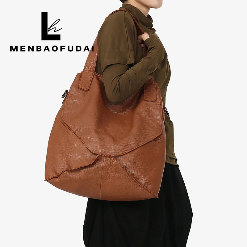 

Genuine leather bag cowhide soft leather casual leather large bag, single shoulder diagonal cross bag