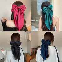 Elegant Solid Large Bow Ribbon Hair Clip For Women Girl Sweet Headbands Soft Satin Hairpin Hairgrip Fashion Hair Accessories - Image 5