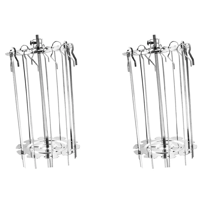 

2X 304 Stainless Steel Rotating Grill Skewers BBQ Grill Cage Air Fryer Lamb Skewers Grill Electric Oven Accessories,25Cm