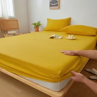 Drap-housse en coton avec bandes élastiques, housse de matelas réglable antidérapante pour lit Double King Queen 140x200 160x200 200x200cm 4