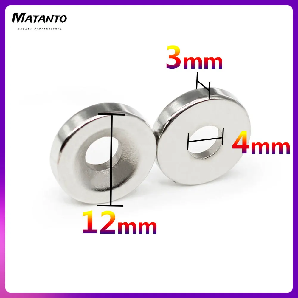 

10/20/30/50/100/1500/200PCS 12x3-4 Disc Neodymium Magnets 12x3 mm Hole 4mm Minor Diameter Round Countersunk Magnet 12*3-4 12*3