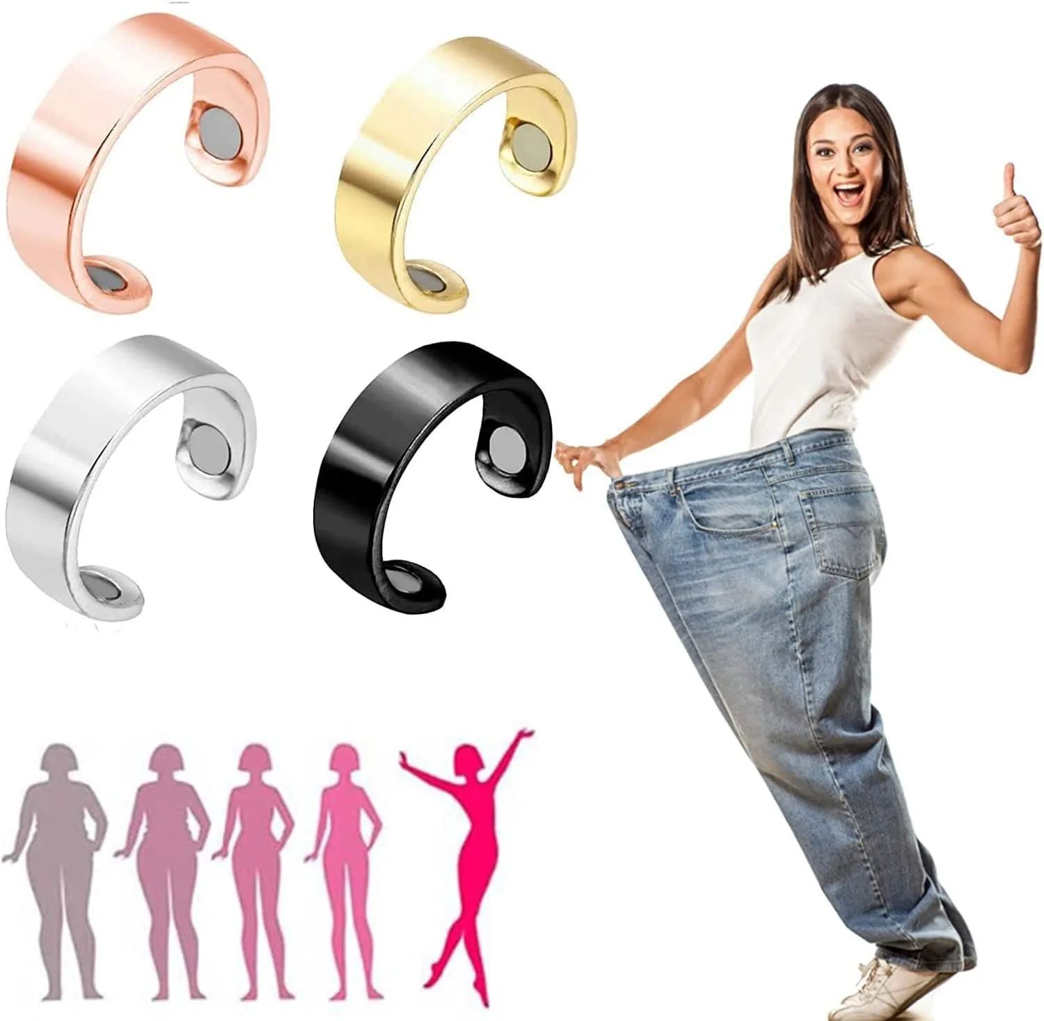 Punk Trendy Therapy Weight Loss Ring for Women Men Anti