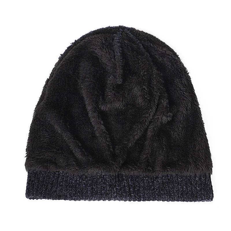 New Unisex Two-Tone Winter Hats Add Fur Lined Men And Women Fashion Warm Beanie Cap Casual Winter Knitted Hats 6