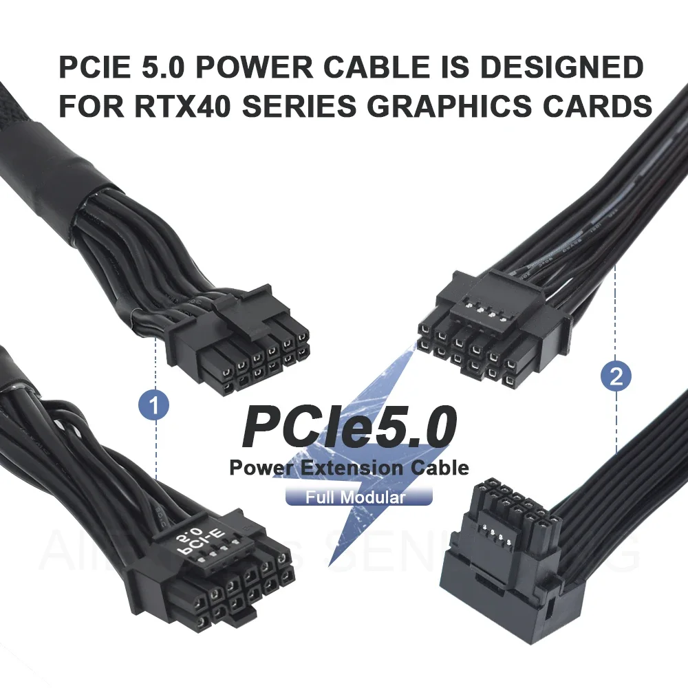 12VHPWR PCIe 5.0 Power Extension Cable 16(12+4)Pin is designed For RTX 3070 RTX3090 4080 4090 Series Graphics Cards