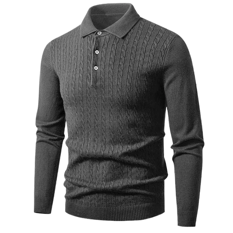 Animal Game Outdoor Mens Polo Sweater V Neck Long Knitwear Button Ribbed Casual Dress Pullover Sweaters Cold Blouse Lapel Tops