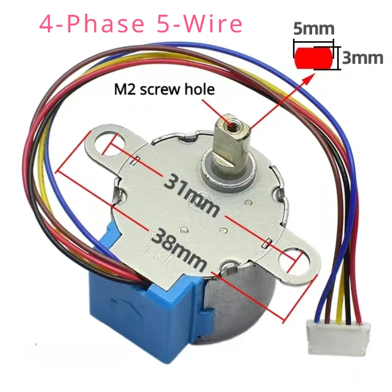 4-Phase 5-Wire DC Gear Stepper Motor 5V 24BYJ48 Reduction Motor Ratio 64:1 For Single Chip Microcomputer/Camera Monitoring