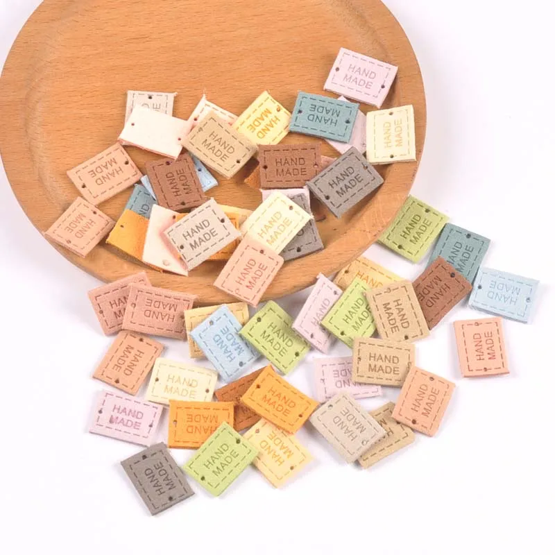 Handmade Embossed PU Cloth Tags for DIY Garment Sewing Accessories (20 Pcs)