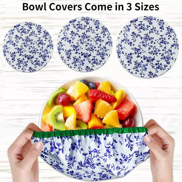 3pcs Reusable Bowl Covers Fresh-keeping Dust Cover Salad Bowl Washable Cover Kitchen Bowl Dish Lid