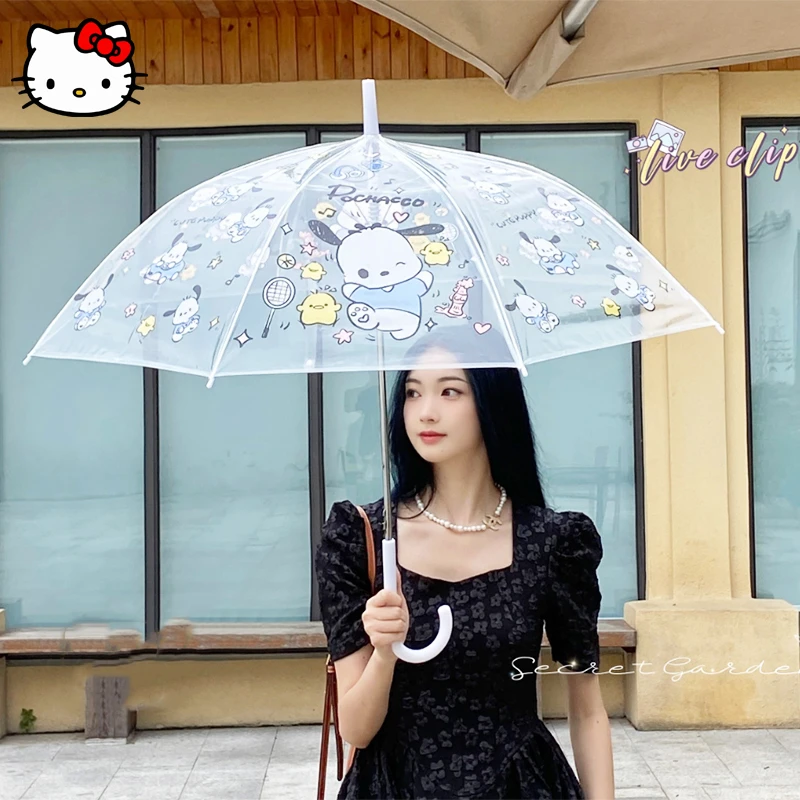 Kawaii Sanrio Olá Kitty Guarda-chuva Bonito Dos Desenhos Animados Pintado  Anti-UV Sombrinha Anime Menina Punho Longo Chuva Ensolarado Guarda-chuva  Espessado - AliExpress