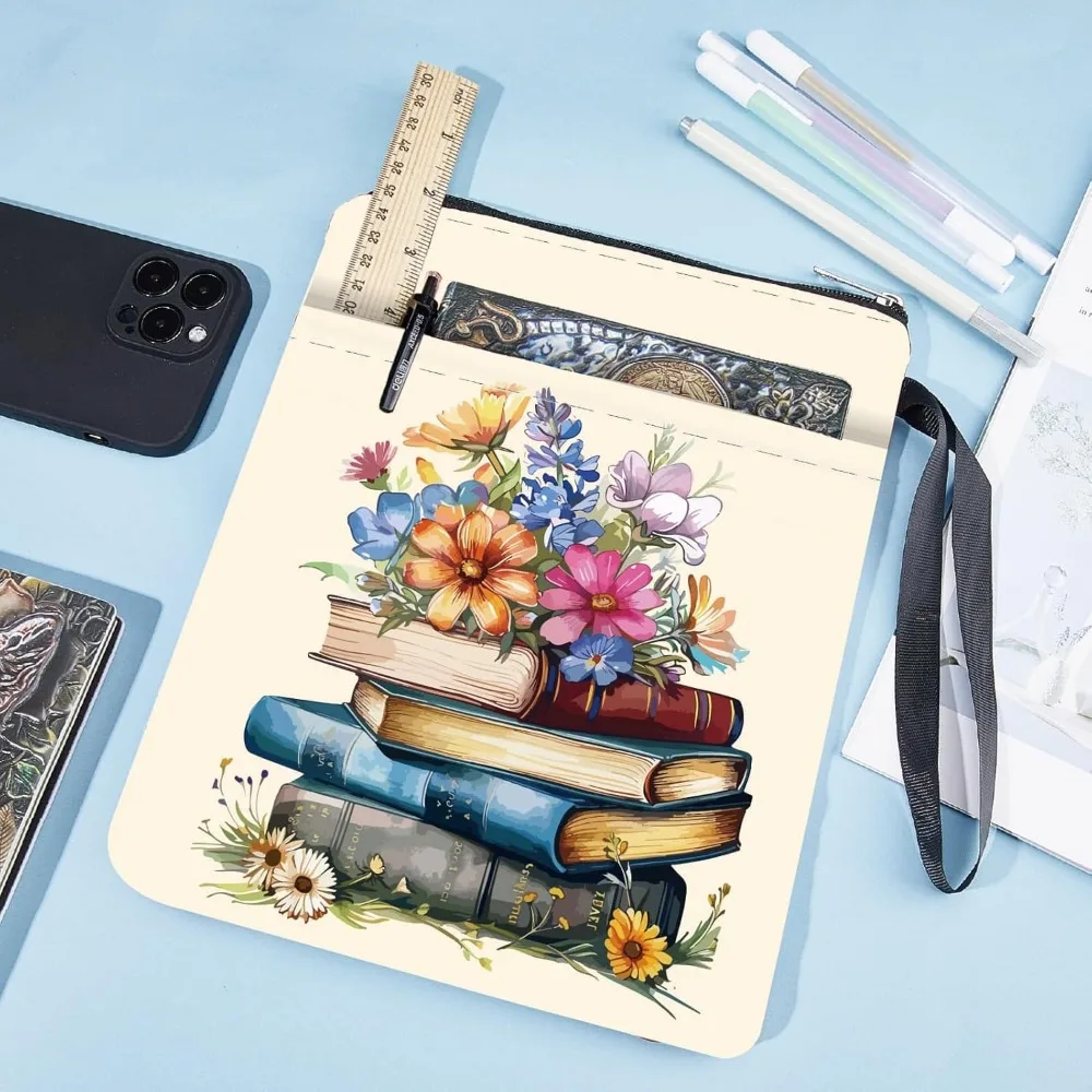 Book Pattern Book Covers Flower Protector Sleeve Paperbacks Washable Fabric Cloth Cover Zipper