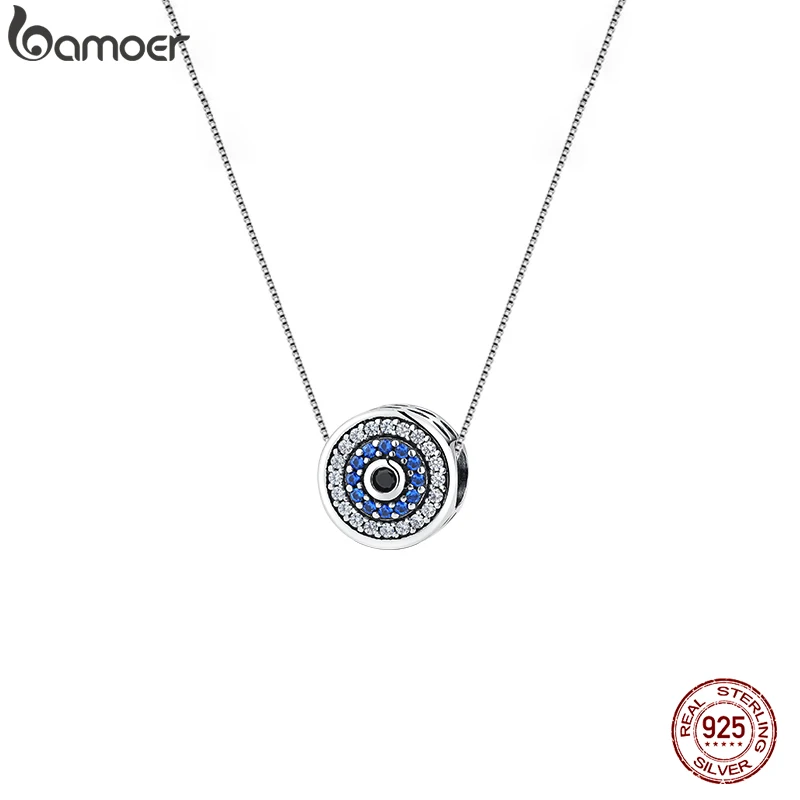 Sterling Silver Evil Eye Necklace With Clear CZ Crystal - 925 Silver Protection Pendant