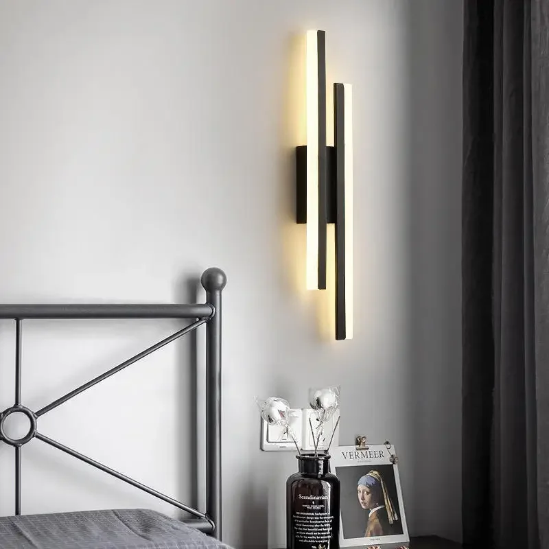 

Simple modern living room background wall aisle corridor balcony light luxury line wall lamp Dimmable Square Acrylic Plastic