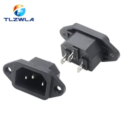 IEC320 C14 AC Power Socket 250V 10A 3 - Pin with Ears - Screw Fixed Copper Core - Copper Pins