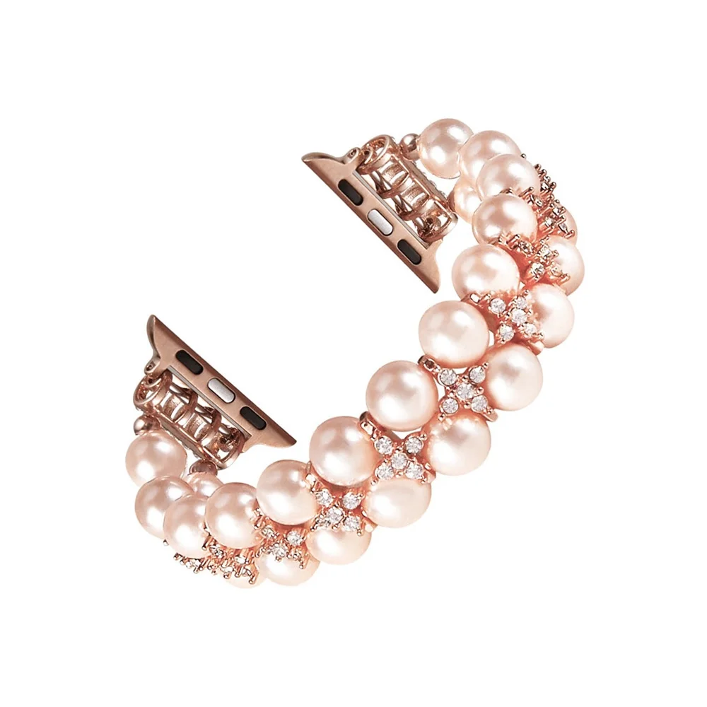 Elegant Pearl Inlaid Diamond Women's Watch Strap