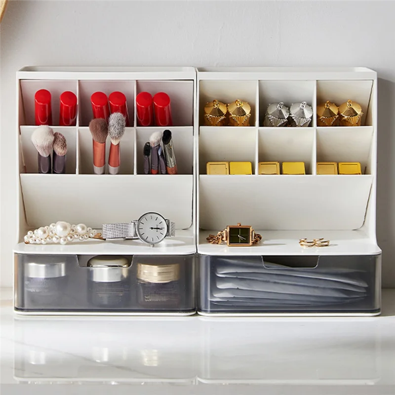 6 +1 서랍 데스크탑 보관함 연필 메이크업 보관함 학교 사무용품 문구, PinkJAS