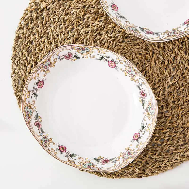 4pcs set, 8inch, fine bone china food serving dishes, ceramic dinner plates set, dish plate for et party, salad servies set
