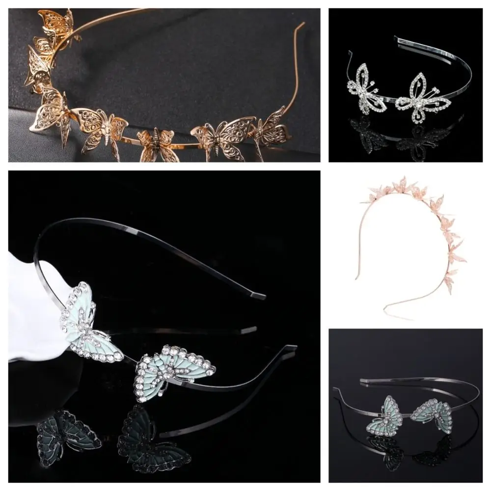 

Gold Butterfly Crystal Hair Hoop Women Trendy Hairbands Korean Style Vintage Headpiece French Elegant Headband Hair Accessories
