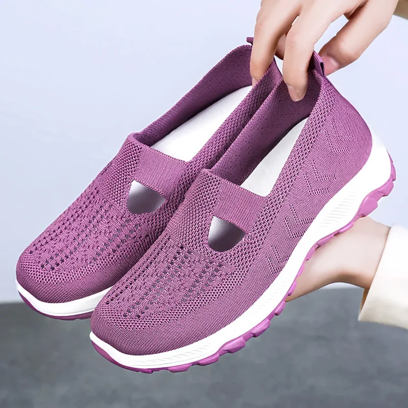 2025 popular upgraded version of Spring and Autumn women's shoes, knitted breathable upper, simple flat shoes work women's shoes 4
