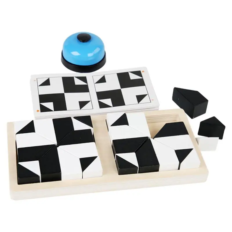 

Wooden White And Black Jigsaw Puzzle Tangram Toy Kids Early Education Sorting Games Toys Children Gift Brain Teaser