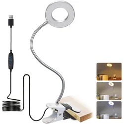 Illuminated Clip - On Magnifier Desk Lamp with Adjustable Brightness for Crafts, DIY, and Repairs (WHITE)