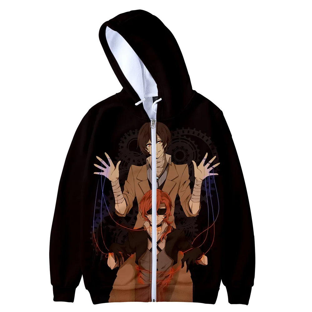 

Men Hoodies Japanese Anime Bungo Stray Dogs Cosplay Costume Dazai Osamu 3D Hoodie Zipper Hooded Sweatshirt Casual Sportswear Ou