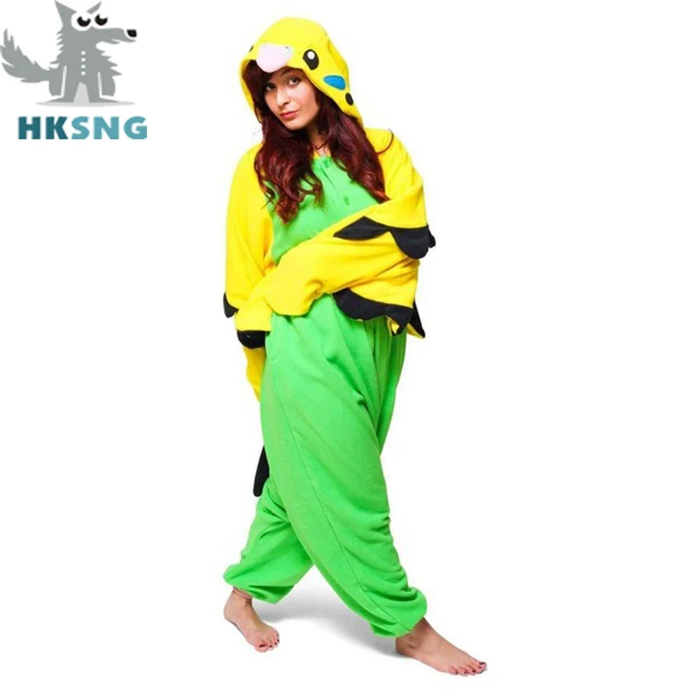 Miniso New Adult Unisex Animal Parrot Pajamas Cartoon Blue Green Budgie Cosplay Costumes Cartoon Onesies Christmas Gift Kigurumi