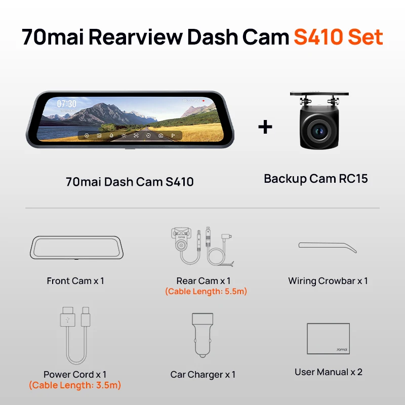 70mai Dash Cam S410 Touch Screen Full View 1944P External GPS 24H