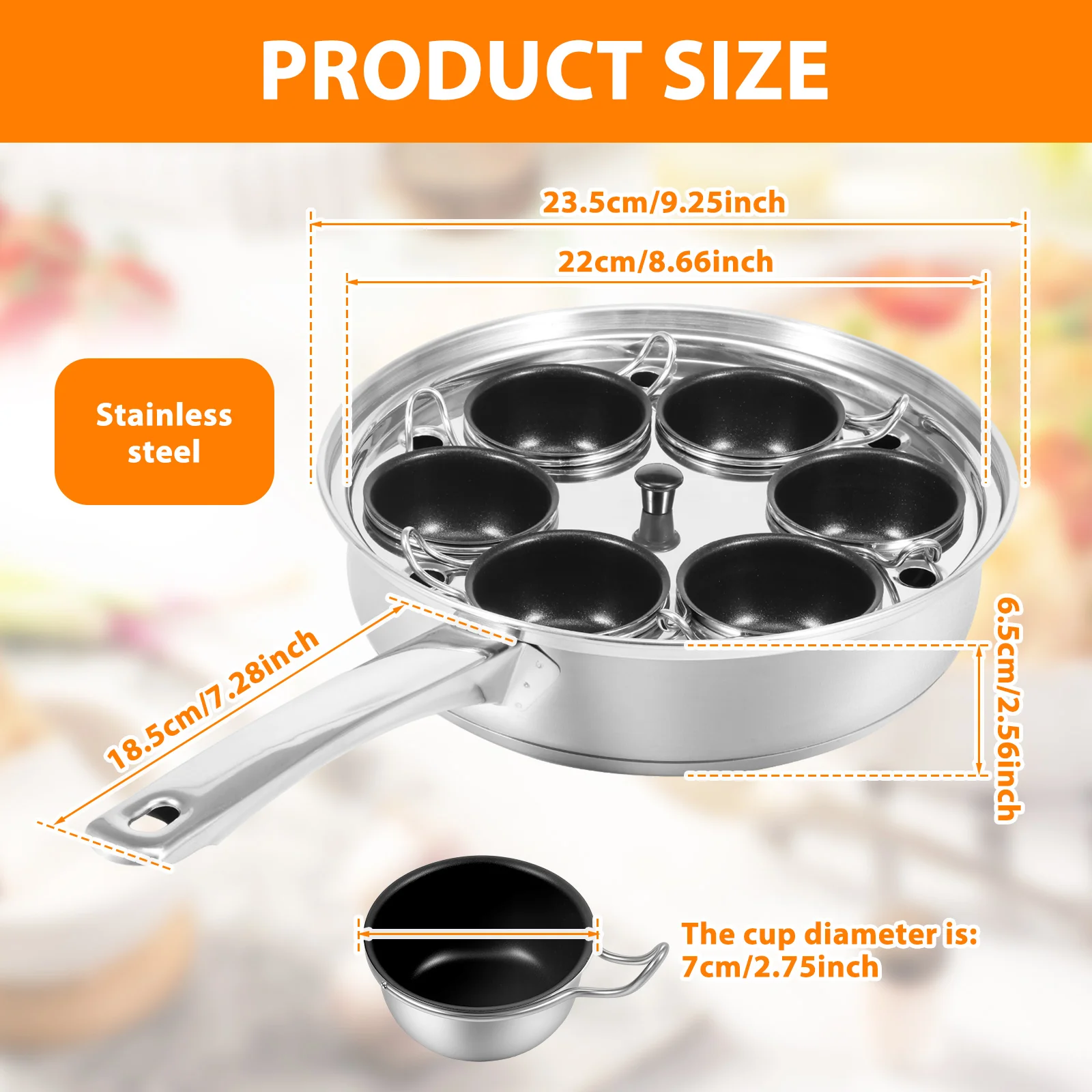 1 Pc Stainless Steel Egg Poacher Pan Uniform Heating Poached Egg Cooker Thermal Insulation Poached Maker Pan with 4/6 Small Cups