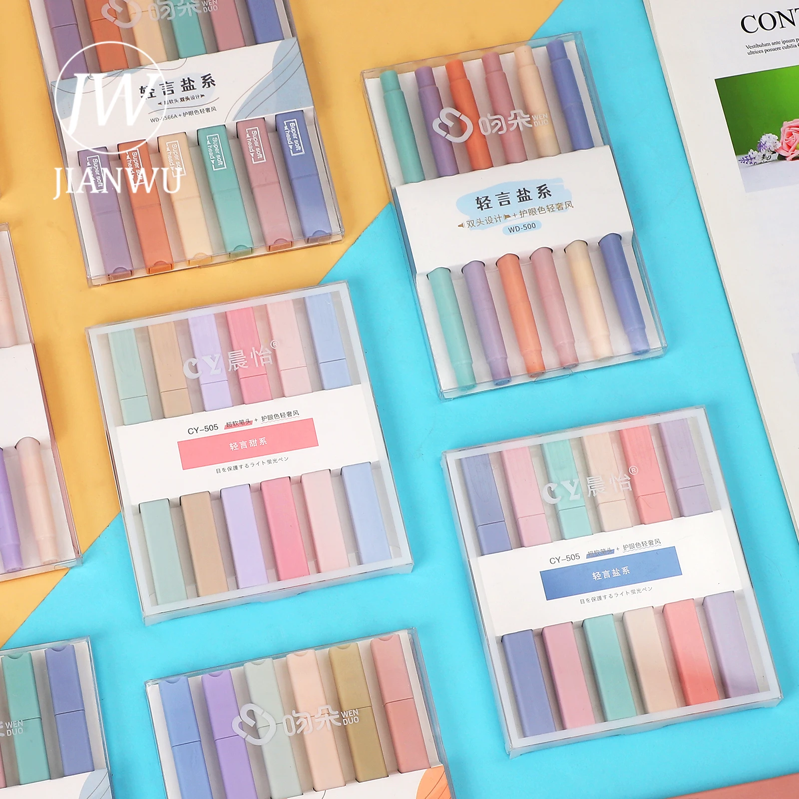 6 Pcs/Set Soft Tip Double Head Highlighter pen Light Color Kawaii Marker Fluorescent pen Scrapbooking Painting Stationery highlighter pen marker pen highlighter marker