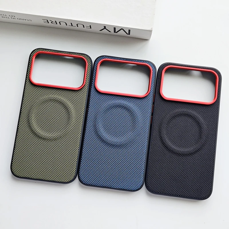 Magnetic Carbon Fiber Pattern PU Leather + TPU Anti-Fall Wireless Charging Phone Case